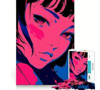 Puzzle da 1000 pezzi con ritratto di ragazza anime per adolescenti,stimolante per la mente,divertente,senza spazi vuoti,incastro perfetto,piacevole svago per rilassarsi in casa (38x52cm)