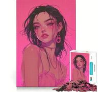 Puzzle da 1000 pezzi con ritratto di ragazza anime per adulti,ideale per allenare la mente,con pezzi ben tagliati e senza sbavature Attività di gruppo emozionante (50x75cm)