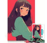 Puzzle da 1000 pezzi con ritratto di ragazza anime,sfida mentale,taglio di alta precisione,divertente passatempo (38x52cm)