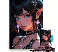 Puzzle da 1000 pezzi con ritratto di ragazza elfa in stile anime,divertente e stimolante per la mente Componenti robusti e ben definiti Un passatempo avvincente per rilassarsi in casa (38x52cm)