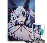 Puzzle da 1000 pezzi con ritratto di ragazza volpe anime con maschera,ideale per adolescenti Divertimento con il memory train,facile da pulire,senza cuciture,rilassante attività di gruppo al chiuso