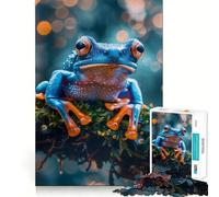 Puzzle da 1000 pezzi con ritratto di rana arboricola blu e arancione,pezzi a incastro preciso,giocattolo creativo e divertente,momento di relax,regalo di compleanno 38x26cm