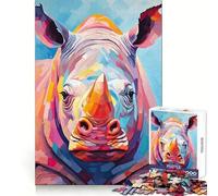 Puzzle da 1000 pezzi con ritratto di rinoceronte per ragazzi, gioco di logica stimolante per il relax mentale, bordi trasparenti, regalo elegante (50x75cm)