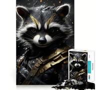 Puzzle da 1000 pezzi con ritratto di Rocket Raccoon per adulti, gioco di logica fine, per il tempo libero, con bordi definiti, oggetto da collezione (38x26cm)