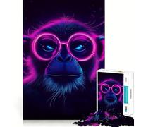 Puzzle da 1000 pezzi con ritratto di scimmia al neon per adulti e ragazzi, stimolante per lo sviluppo delle capacità cognitive, ideale per gruppi e per un regalo elegante (38x52cm)
