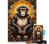 Puzzle da 1000 pezzi con ritratto di scimmia decorato, ideale per adulti Gioco di logica, relax e divertimento Opera d'arte dai bordi netti (38x26cm)