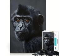Puzzle da 1000 pezzi con ritratto di scimmia nera,accurato e divertente,stimola la mente,ideale per momenti di relax e come decorazione natalizia 38x26cm