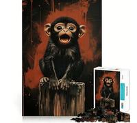 Puzzle da 1000 pezzi con ritratto di scimmia sorpresa, ideale per ragazzi Gioco di logica, momento di relax, design di qualità, regalo perfetto 38x26cm