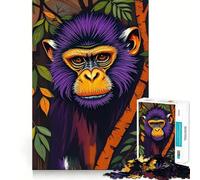 Puzzle da 1000 pezzi con ritratto di scimmia viola per adolescenti, gioco di logica chiaro, leggero e rilassante, taglio perfetto, regalo affettuoso (50x75cm)