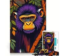 Puzzle da 1000 pezzi con ritratto di scimmia viola per adolescenti, stimola la memoria, gioco rilassante, bordi netti, regalo di alta qualità (38x52cm)