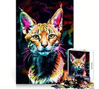 Puzzle da 1000 pezzi con ritratto di serval al neon per adulti Un puzzle che stimola la memoria regala momenti di pace e divertimento Bordi puliti Articolo perfetto per i desideri di Babbo Natale