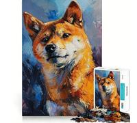 Puzzle da 1000 pezzi con ritratto di Shiba Inu,vivace e divertente,per adulti Montaggio sicuro e stabile,ideale per il divertimento in famiglia e per le serate in famiglia (38x52cm)