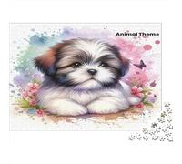 Puzzle da 1000 pezzi con ritratto di Shih Tzu con sguardo dolce | Pelo soffice | Competenze cognitive | Concentrazione | Cartone premium | Per adolescenti 38x26cm