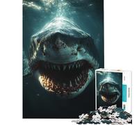 Puzzle da 1000 pezzi con ritratto di squalo bianco sottomarino gioco educativo per sfide e divertimento ideale come regalo o per passare il tempo durante le vacanze (dimensioni 38x26cm)