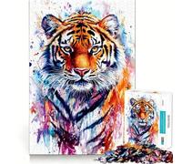 Puzzle da 1000 pezzi con ritratto di tigre ad acquerello,gioco creativo per sviluppare le capacità cognitive Componenti robusti e ben definiti,ideale da portare in viaggio Gioco per allenare la mente
