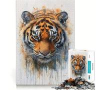 Puzzle da 1000 pezzi con ritratto di tigre ad acquerello, per adulti, gioco di allenamento mentale, divertimento casual, taglio di precisione, regalo artistico 38x52cm