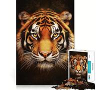 Puzzle da 1000 pezzi con ritratto di tigre dallo sguardo intenso, ideale per adulti Gioco intelligente, antistress, con schema di assemblaggio, regalo perfetto 38x52cm