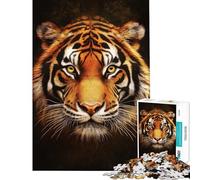 Puzzle da 1000 pezzi con ritratto di tigre dallo sguardo intenso rompicapo per adulti gioco di logica decorazione da parete compleanno e Natale (dimensioni 38x26cm)