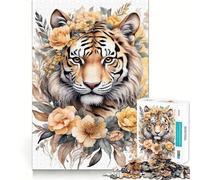 Puzzle da 1000 pezzi con ritratto di tigre e composizione floreale per adolescenti ideale per rafforzare la memoria favorire la calma e la tranquillità Bordo di qualità Regalo perfetto per gli amanti