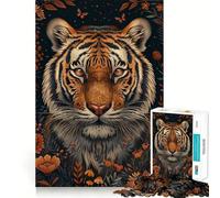 Puzzle da 1000 pezzi con ritratto di tigre e fiori per ragazzi, gioco di logica chiaro, divertimento tranquillo, taglio perfetto, calda sorpresa 38x52cm