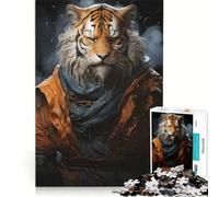 Puzzle da 1000 pezzi con ritratto di tigre guerriera un gioco interattivo che allena la mente e la manualità con pezzi a incastro di forma casuale 38x26cm