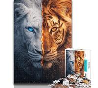 Puzzle da 1000 pezzi con ritratto di tigre per adulti e adolescenti, sfida difficile antistress, migliora l'amore tra coppie, 50x75cm