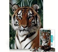 Puzzle da 1000 pezzi con ritratto di tigre per adulti, gioco per allenare la mente, divertimento casual, taglio di precisione, regalo artistico 50x75cm