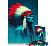 Puzzle da 1000 pezzi con ritratto di un antico capo nativo americano, ideale per ragazzi, gioco di abilità mentale, divertimento rilassante, design da assemblare, (38x52cm)