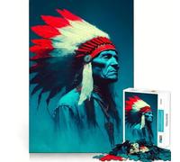 Puzzle da 1000 pezzi con ritratto di un antico capo nativo americano per adolescenti, gioco di logica, antistress, bordo di qualità, oggetto da regalo di Babbo Natale (38x26cm)