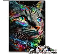 Puzzle da 1000 pezzi con ritratto di un bellissimo gatto, in legno, attività per rafforzare i legami familiari, regalo per la casa, gioco per famiglie (dimensioni 26x38cm)