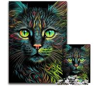 Puzzle da 1000 pezzi con ritratto di un bellissimo gatto, perfetto per adolescenti, per rafforzare i legami familiari, rompicapo e regalo fai da te per la casa, 50x75CM/19,68x29,52 pollici.