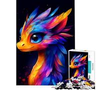 Puzzle da 1000 pezzi con ritratto di un cucciolo di drago arcobaleno sfida per l'intelligenza gioco coinvolgente regalo di compleanno regalo per il Secret Santa (dimensioni 38x26cm)