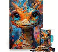 Puzzle da 1000 pezzi con ritratto di un cucciolo di drago,taglio preciso,rompicapo,regalo divertente per il tempo libero,decorazione natalizia da appendere al muro (38x26cm)