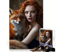 Puzzle da 1000 pezzi con ritratto di una rossa e una volpe ideale per adolescenti gioco stimolante per l'intelletto e il relax mentale con taglio di qualità perfetto come regalo per le vacanze