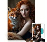 Puzzle da 1000 pezzi con ritratto di una rossa e una volpe ideale per adolescenti gioco stimolante per l'intelletto e il relax mentale con taglio di qualità perfetto come regalo per le vacanze