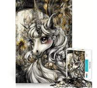 Puzzle da 1000 pezzi con ritratto di unicorno mistico per adulti e ragazzi, gioco di logica, relax, taglio perfetto, oggetto da desiderio di Babbo Natale (38x52cm)