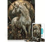 Puzzle da 1000 pezzi con ritratto di unicorno vintage,gioco creativo per sviluppare le capacità di abilità,incastro perfetto,nessun pezzo si stacca,attività per rafforzare i legami affettivi (38x52cm)