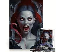Puzzle da 1000 pezzi con ritratto di vampiro, sangue e zanne, ideale per adolescenti Benessere mentale, relax e svago Bordi affilati Regalo perfetto (50x75cm)