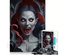 Puzzle da 1000 pezzi con ritratto di vampiro,sangue e zanne,per adulti,ideale per stimolare la memoria e il cervello Taglio laser per un incastro perfetto alleviare lo stress