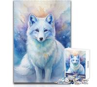Puzzle da 1000 pezzi con ritratto di volpe artica in acquerello, un modo rilassante per riempire il tempo libero, un giocattolo da gioco con taglio preciso e costante, dimensioni 50x75cm