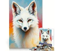 Puzzle da 1000 pezzi con ritratto di volpe bianca per adulti, esercizio mentale, relax consapevole, confezione regalo speciale (38x26cm)