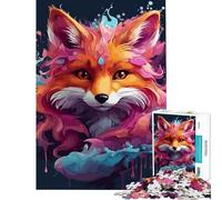 Puzzle da 1000 pezzi con ritratto di volpe colorata ed effetti acquerello Un gioco avvincente per coltivare la pazienza rilassante che stimola l'analisi e la logica Un'opera d'arte un regalo perfetto