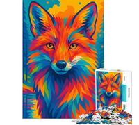 Puzzle da 1000 pezzi con ritratto di volpe colorata nella foresta gioco interattivo educativo regalo perfetto per il Secret Santa (dimensioni 38x26cm)