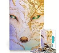 Puzzle da 1000 pezzi con ritratto di volpe decorato con dettagli dorati ideale per adolescenti Stimola la memoria favorisce la serenità crea un'atmosfera piacevole e offre un regalo elegante (38x26cm)