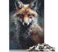 Puzzle da 1000 pezzi con ritratto di volpe dipinto a olio per adulti, regalo di Halloween, puzzle per adulti, decorazioni e regali unici per la casa, 1000 pezzi (38x26 cm)