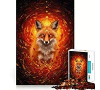 Puzzle da 1000 pezzi con ritratto di volpe mistica e volute floreali per adulti, gioco di logica fine, divertimento silenzioso, bordi puliti, regalo memorabile (38x26cm)