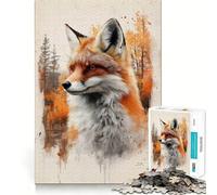 Puzzle da 1000 pezzi con ritratto di volpe rossa ad acquerello, ideale per adolescenti Rafforza la memoria, calma e relax Bordi lisci (38x52cm)