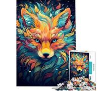 Puzzle da 1000 pezzi con ritratto di volpe rossa astratto per adulti gioco rompicapo ideale per le vacanze a casa per passare il tempo perfetto per compleanni e Natale (dimensioni 50x75cm)
