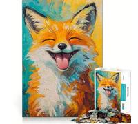 Puzzle da 1000 pezzi con ritratto di volpe sorridente per ragazzi, gioco di logica e svago, bordi sottili, regalo speciale 38x52cm