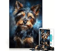 Puzzle da 1000 pezzi con ritratto di Yorkshire Terrier esercizio mentale divertente,pezzi che si incastrano perfettamente,un modo coinvolgente per passare il tempo libero (38x26cm)